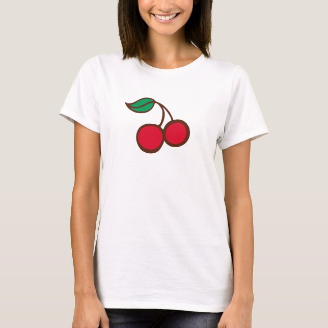 Retro Rockabilly Cherry T-Shirt Top (Front)