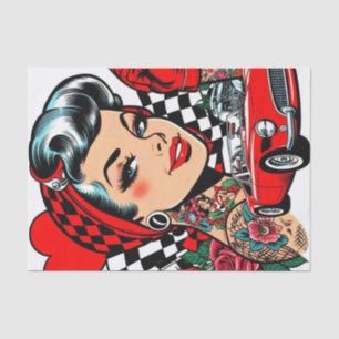 Retro Rockabilly Girl Comic Tissue Paper