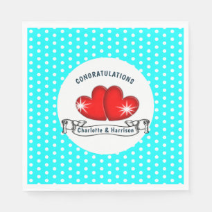 Retro Rockabilly Hearts Wedding Napkin
