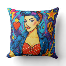 Retro Rockabilly Pillow Throw/Cushion
