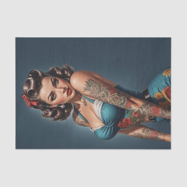 Retro Rockabilly Pinup Girl Decoupage  Tissue Paper (Front)