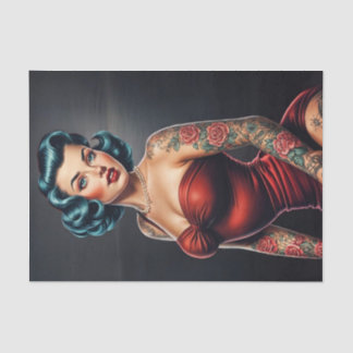 Retro Rockabilly Pinup Woman Decoupage Tissue Paper