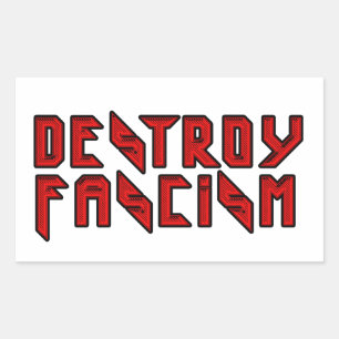 Retro Rocker - Destroy Fascism Rectangular Sticker