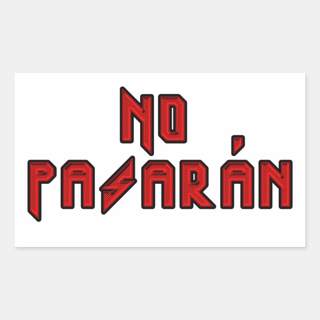 Retro Rocker - No Pasaran Rectangular Sticker (Front)