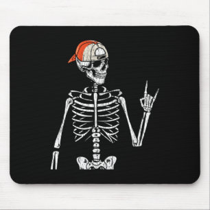 Retro Rocker Skeleton Hand Rock On Cap Skater Hall Mouse Pad