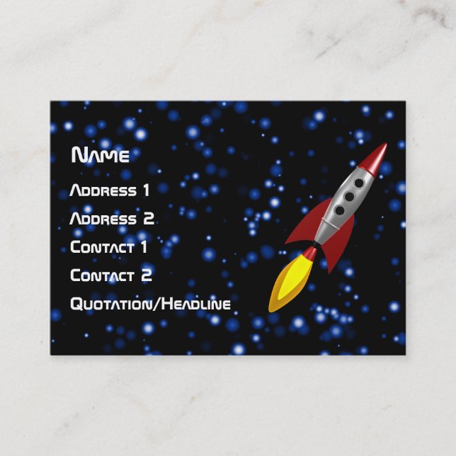 Retro Rocket 3d Business Card (Front)