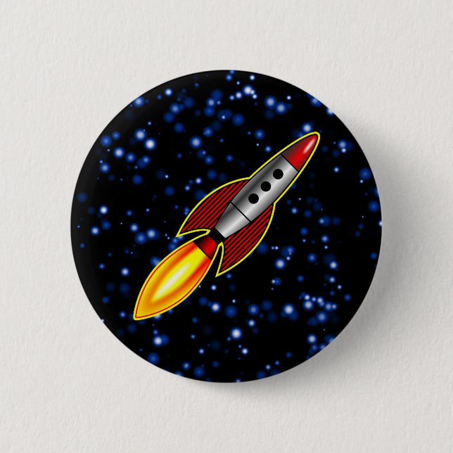 Retro Rocket 6 Cm Round Badge (Front)