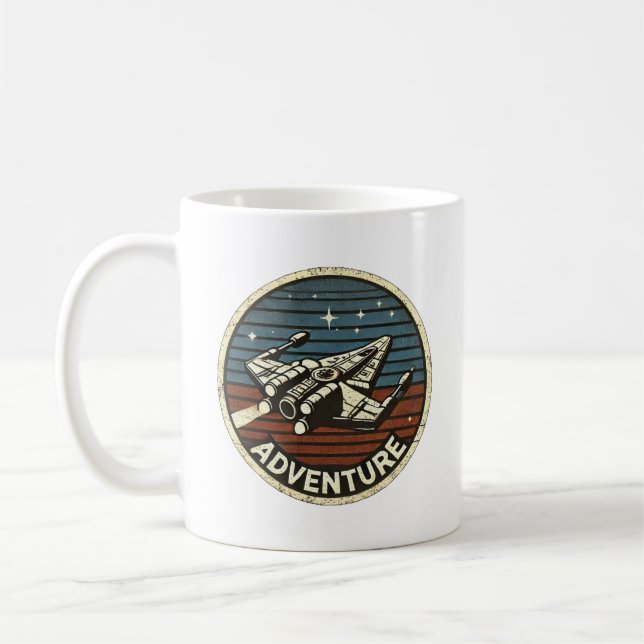 Retro Rocket Adventure in Outer Space Mug (Left)