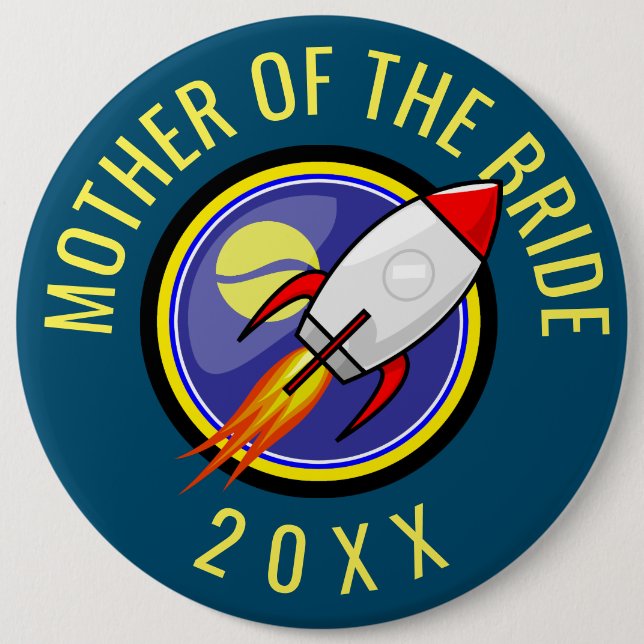 Retro Rocket Customisable Longer Text 6 Cm Round Badge (Front)