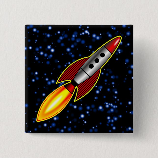 Retro Rocket - Customised 15 Cm Square Badge (Front)