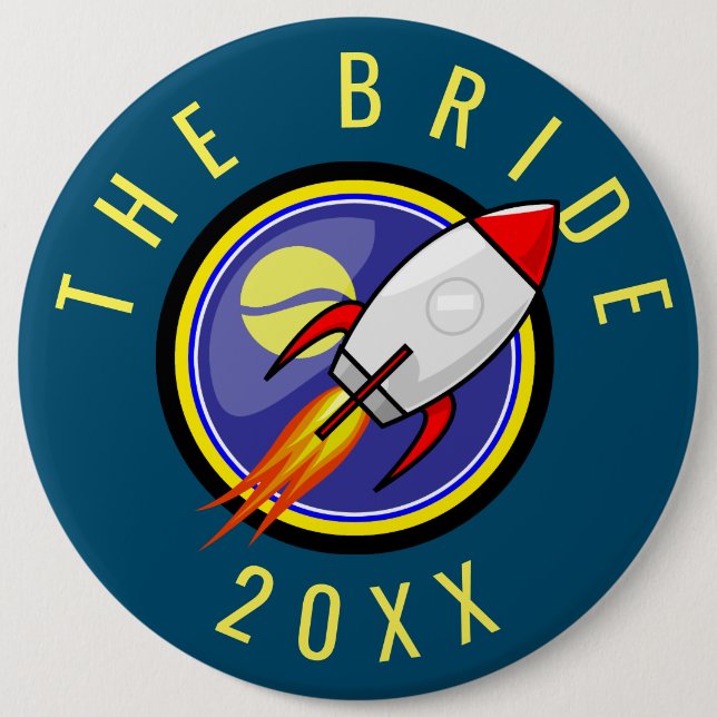 Retro Rocket Customizable Text 6 Cm Round Badge (Front)