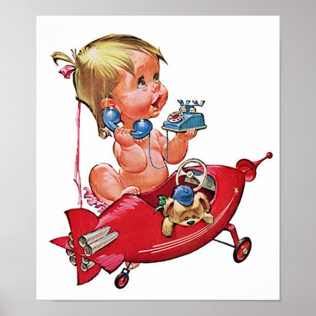 Retro Rocket Girl Poster (Front)