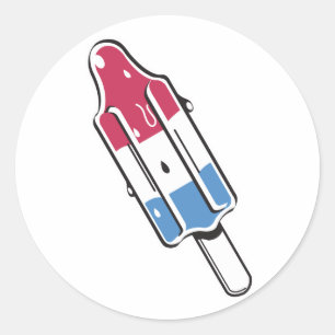 retro rocket ice pop classic round sticker