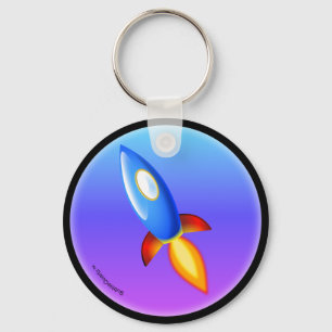 Retro rocket keychain