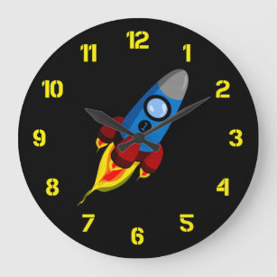 Retro Rocket Large Clock