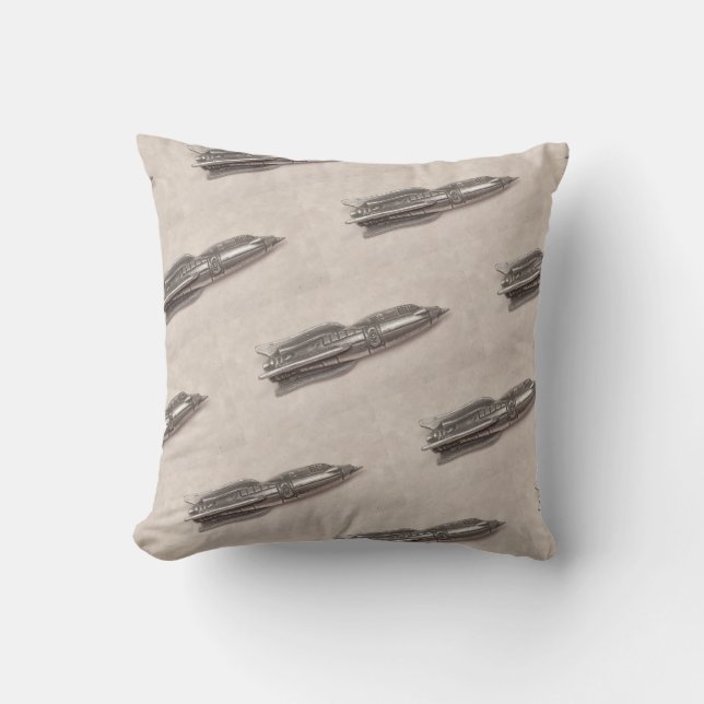 Retro Rocket Pillow by Springtime Creations (Front)