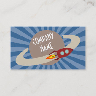 Retro Rocket & Planet Business Card