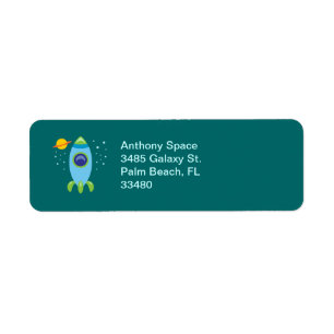 Retro Rocket Return Address Label