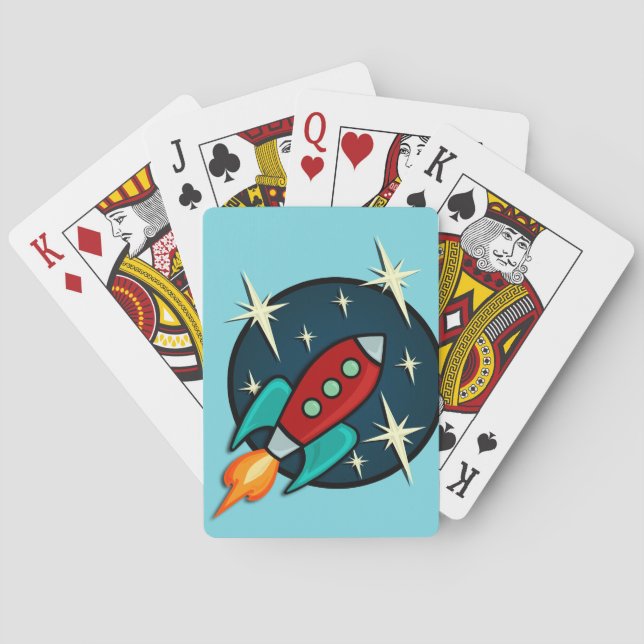 RETRO ROCKET SHIP DECK OF PLAYING CARDS (Back)
