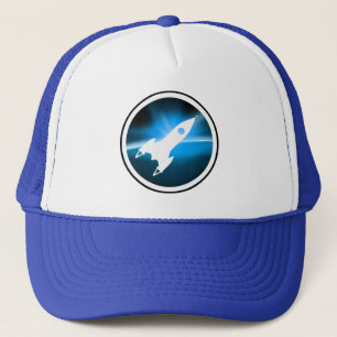 Retro Rocket Ship Graphic Trucker Hat