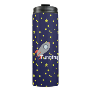 Retro Rocket Ship in Space Thermal Tumbler