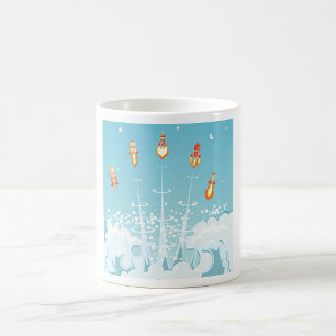 Retro Rocket Ship Launch Futuristic Space Art  Coffee Mug