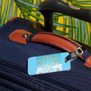 Retro Rocket Ship Launch Futuristic Space Art Luggage Tag