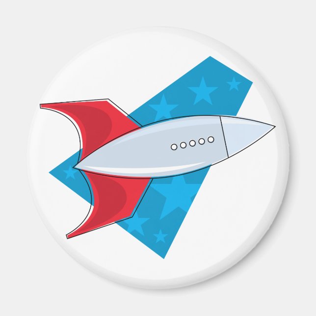 Retro Rocket Ship Magnet (Front)