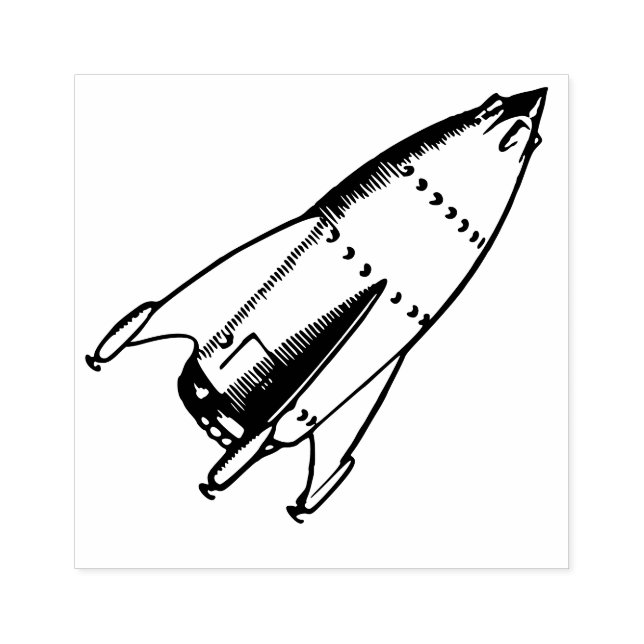 Retro  rocket ship rubber stamp (Imprint)