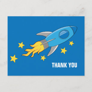 Retro Rocket Ship Thank You Card