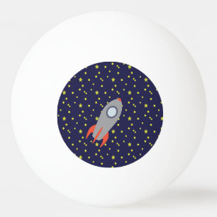 Retro Rocket Ship with Star Pattern Background Ping Pong Ball
