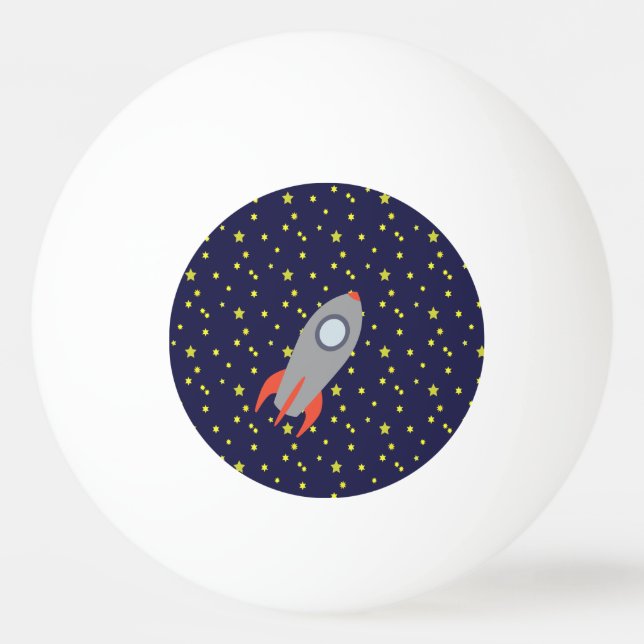 Retro Rocket Ship with Star Pattern Background Ping Pong Ball (Front)