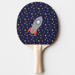 Retro Rocket Ship with Star Pattern Background Ping Pong Paddle