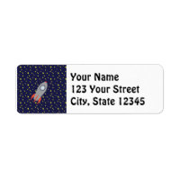 Retro Rocket Ship with Star Pattern Background