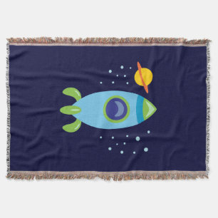 Retro Rocket Throw Blanket