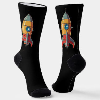 Retro Rocket to the Moon Socks