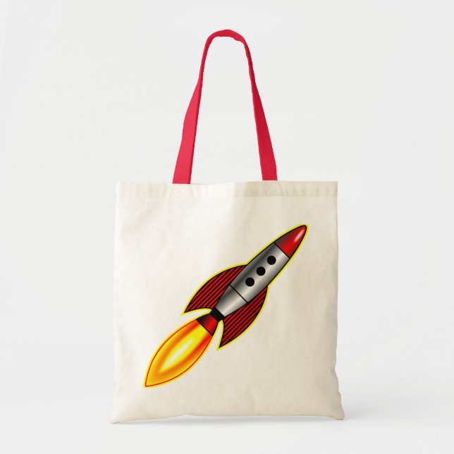 Retro Rocket Tote Bag (Front)