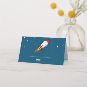 Retro Rocket Wedding Place Card