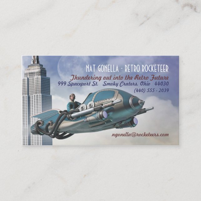 Retro Rocketeer Business Cards (Front)