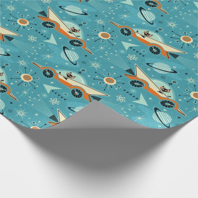 Retro Rockets Racers - Space Cats ©studioxtine Wrapping Paper (Corner)