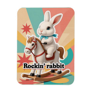 Retro rockin rabbit greeting magnet