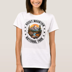 Retro Rocky Mountain National Park Hiking Camping  T-Shirt