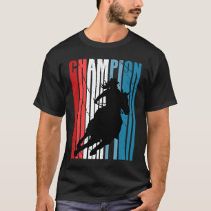 Retro Rodeo Champion Cowgirl on Horse Riding Patri T-Shirt
