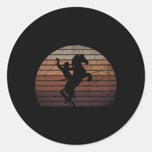 Retro Rodeo Cowboy Western Country Horseback Ridin Classic Round Sticker