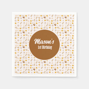 Retro Rodeo Cowgirl Cowboy Bohemian Birthday  Napkin