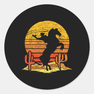 Retro Rodeo Western Country Horseback Riding Cowbo Classic Round Sticker