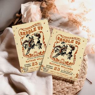 Retro Rodeo Western Cowboy Baby Shower Invitation