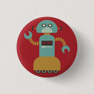 Retro Roller Robot Flair Button