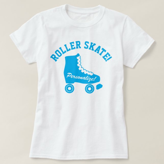 Retro Roller Skate Graphic Aqua Blue T-Shirt (Design Front)