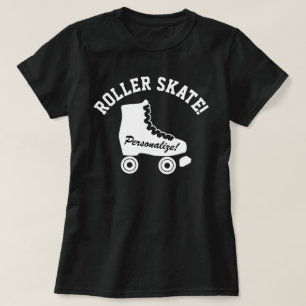 Retro Roller Skate Graphic Black And White T-Shirt